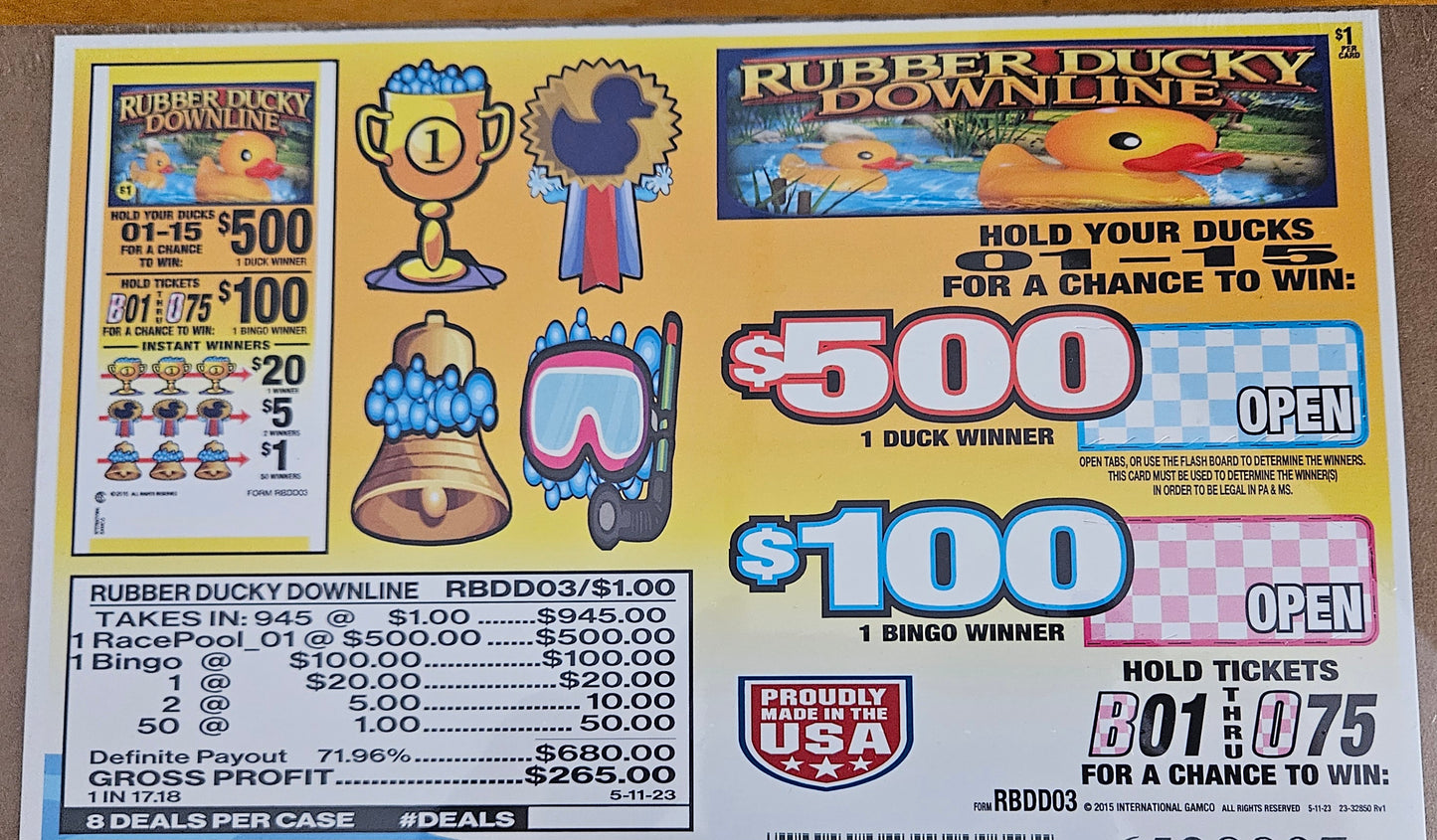 Rubber Ducky Downline 945ct Seal Game Pull Tabs