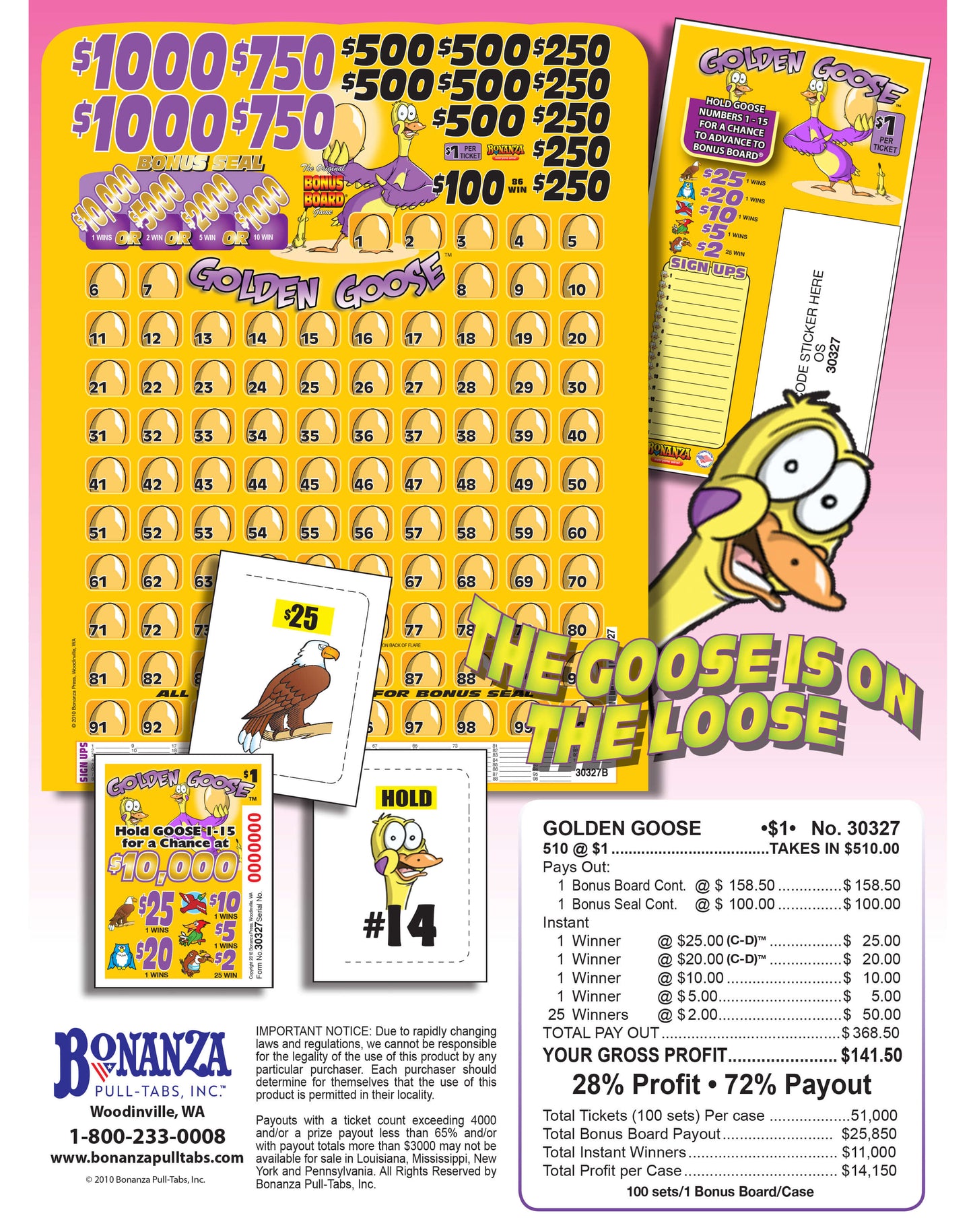 Golden Goose 510ct Bonus Board Pull Tabs