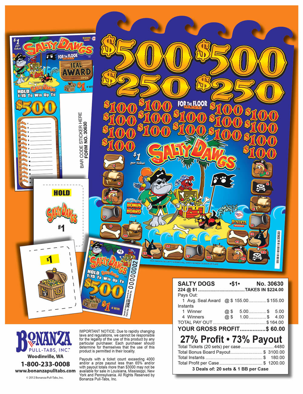 Salty Dawgs 224ct Bonus Board Pull Tabs