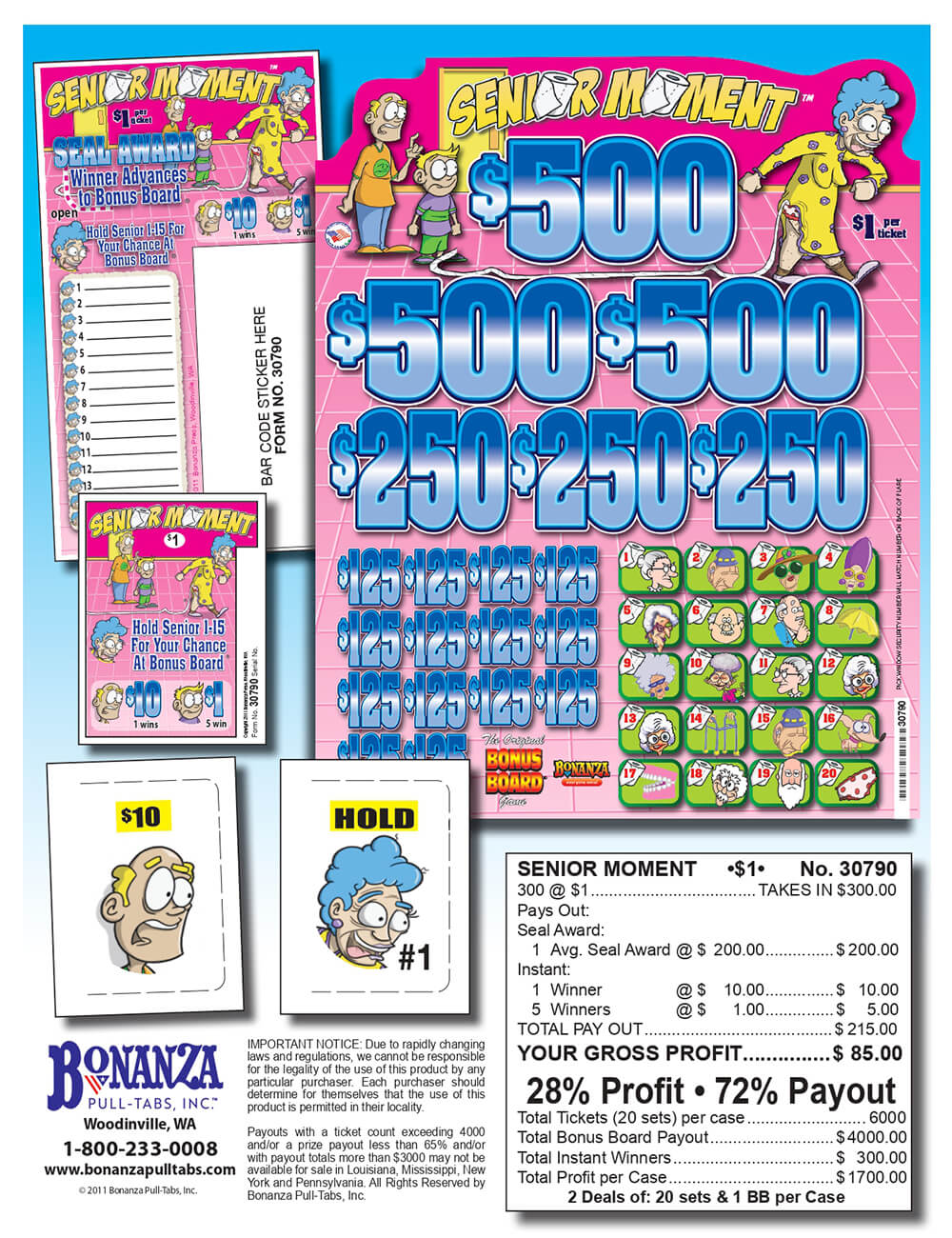 Senior Moment 300ct Subset Bonus Board Pull Tabs
