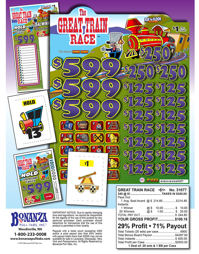 The Great Train Race 345ct Bonus Board Pull Tabs