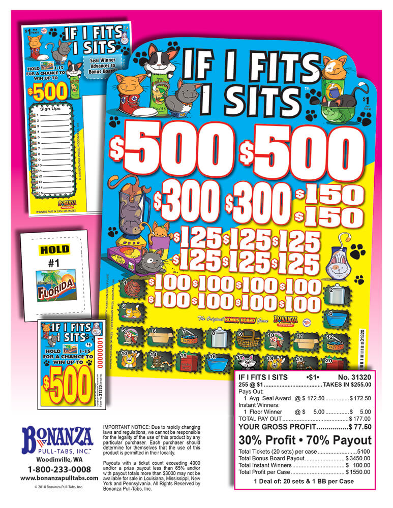 If I Fits I Sits 255ct Bonus Board Pull Tabs