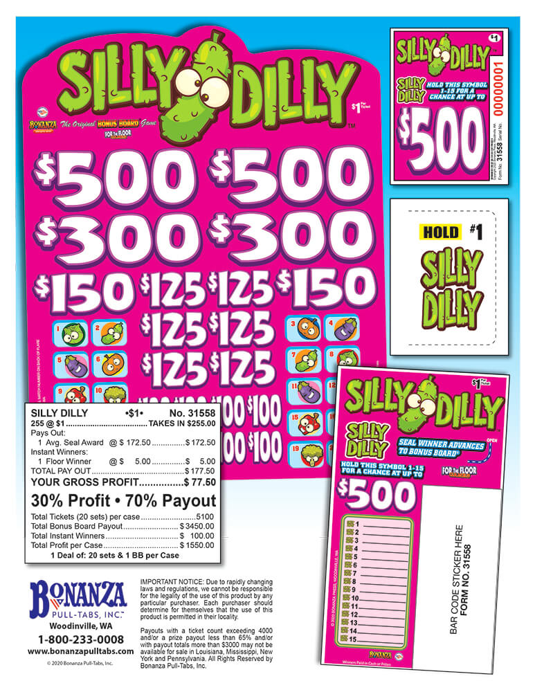 Silly Dilly 255ct Bonus Board Pull Tabs