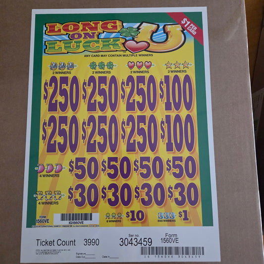 Long On Luck $1 6-$250 Instant Pull Tabs