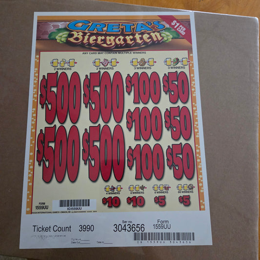 Greta's Biergarten $1 3990ct 4-$500 Instant Pull Tabs