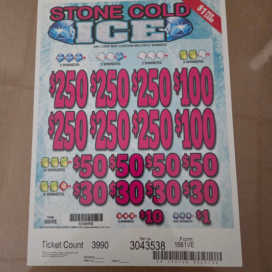 Stone Cold Ice $1 3990ct 6$250 Instant Pull Tabs