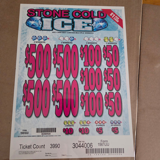 Stone Cold Ice  $1 3990ct 4-$500 instant Pull Tabs