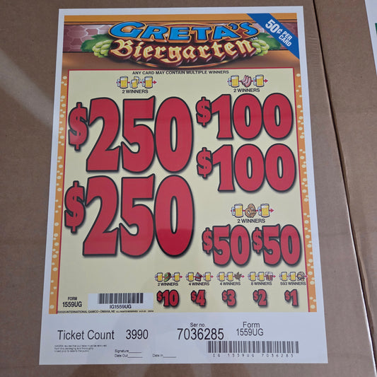 Greta's Biergarten $0.50 3990ct 2-$250 Instant Pull Tabs
