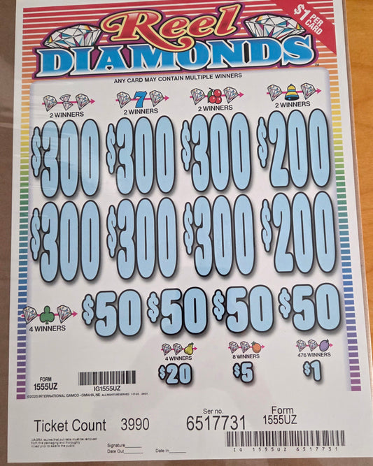 Reel Diamonds $1 3990ct 6-$300 Instant Pull Tabs