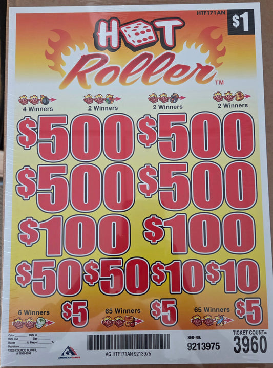 Hot Roller $1 3960ct 4=$500 Instant Pull Tabs