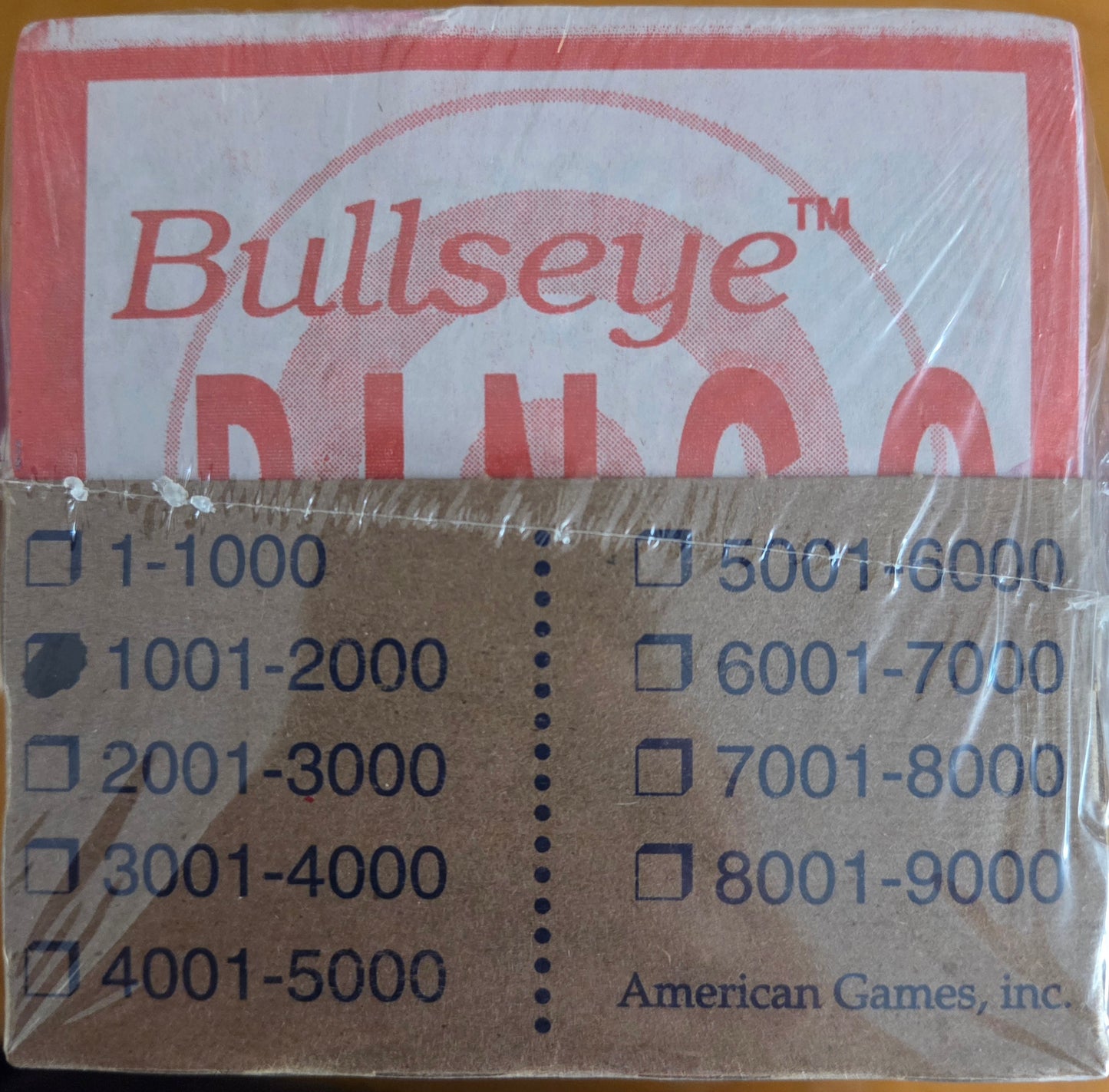 Red 1on Bullseye Covered Bingo Paper 1000 Cards