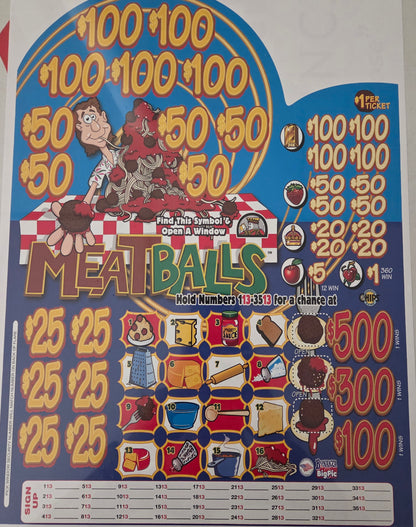 Meatballs 3955ct One Pack Bonus Board Chip Pull Tabs