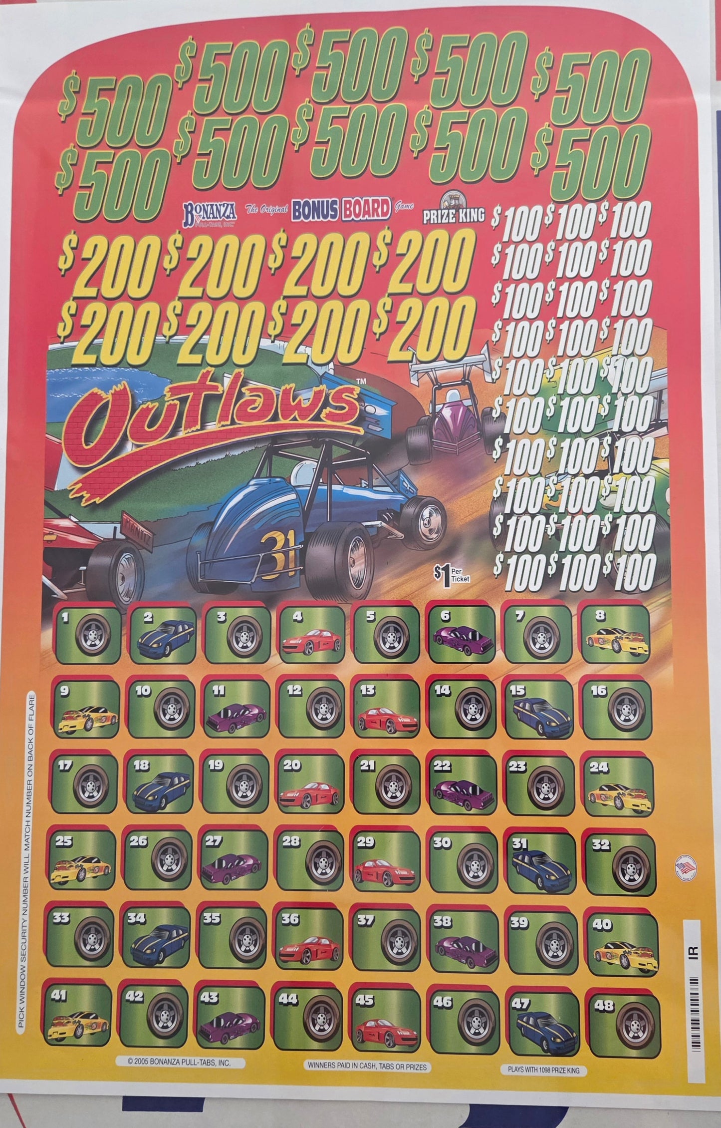 Outlaws 396ct Bonus Board Pull Tabs