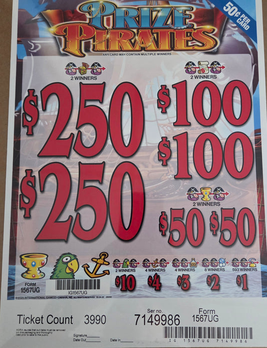 Prize Pirates $0.50 3990ct Instant Pull Tabs
