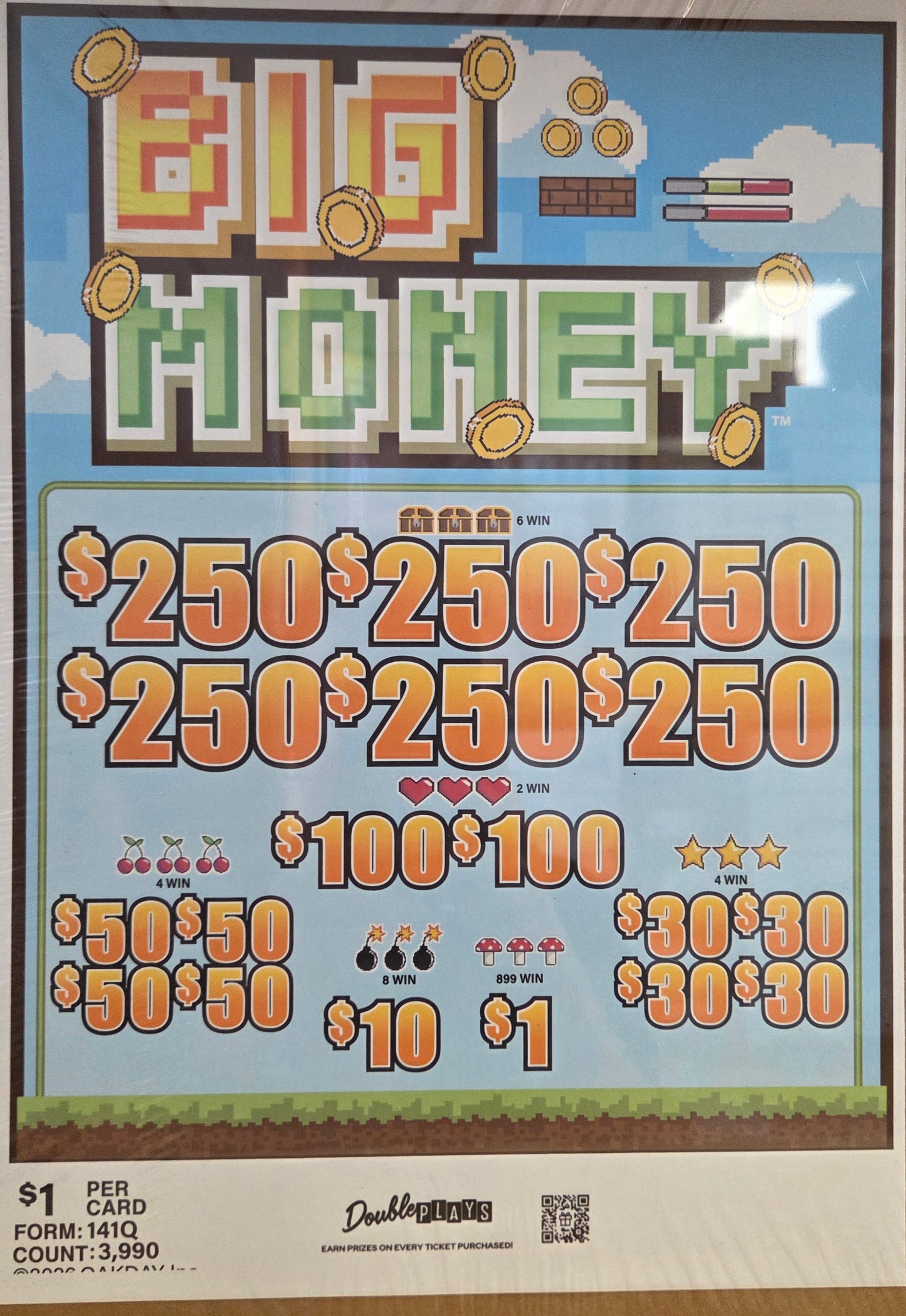 Big Money $1 3990ct 6-$250 Instant Pull Tabs