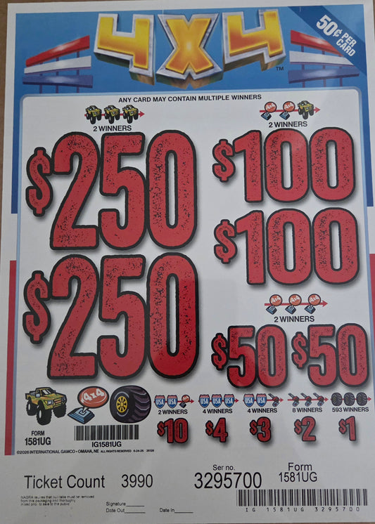 4X4 $0.50 3990ct Instant Pull Tabs