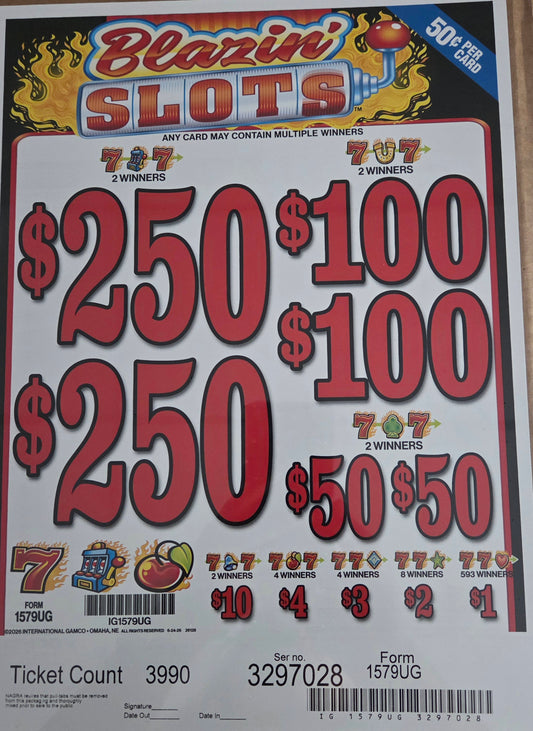 Blazin' Slots $0.50 3990ct Instant Pull Tabs