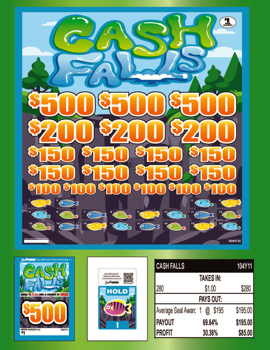 Cash Falls 280ct Subset Bonus Board Pull Tabs