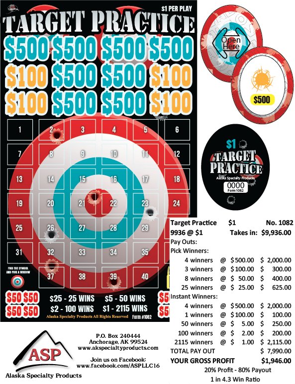 Target Practice 9936ct One Pack Bonus Board Pull Tabs