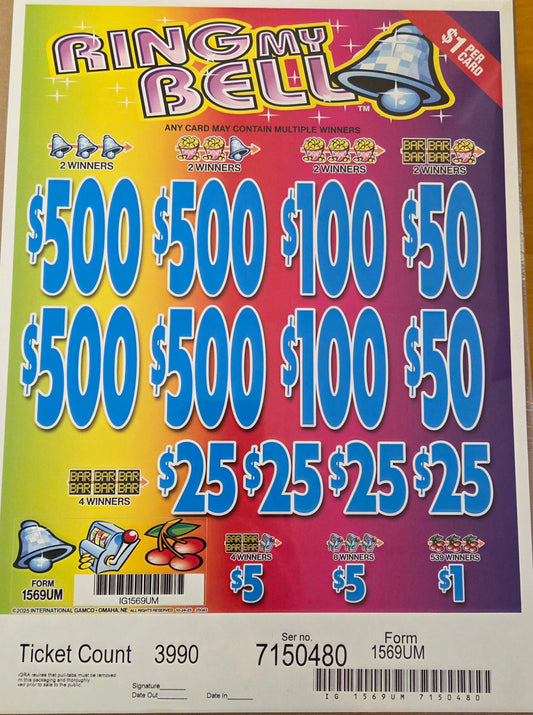 Ring My Bell $1 3990ct 4-$500 Instant Pull Tabs
