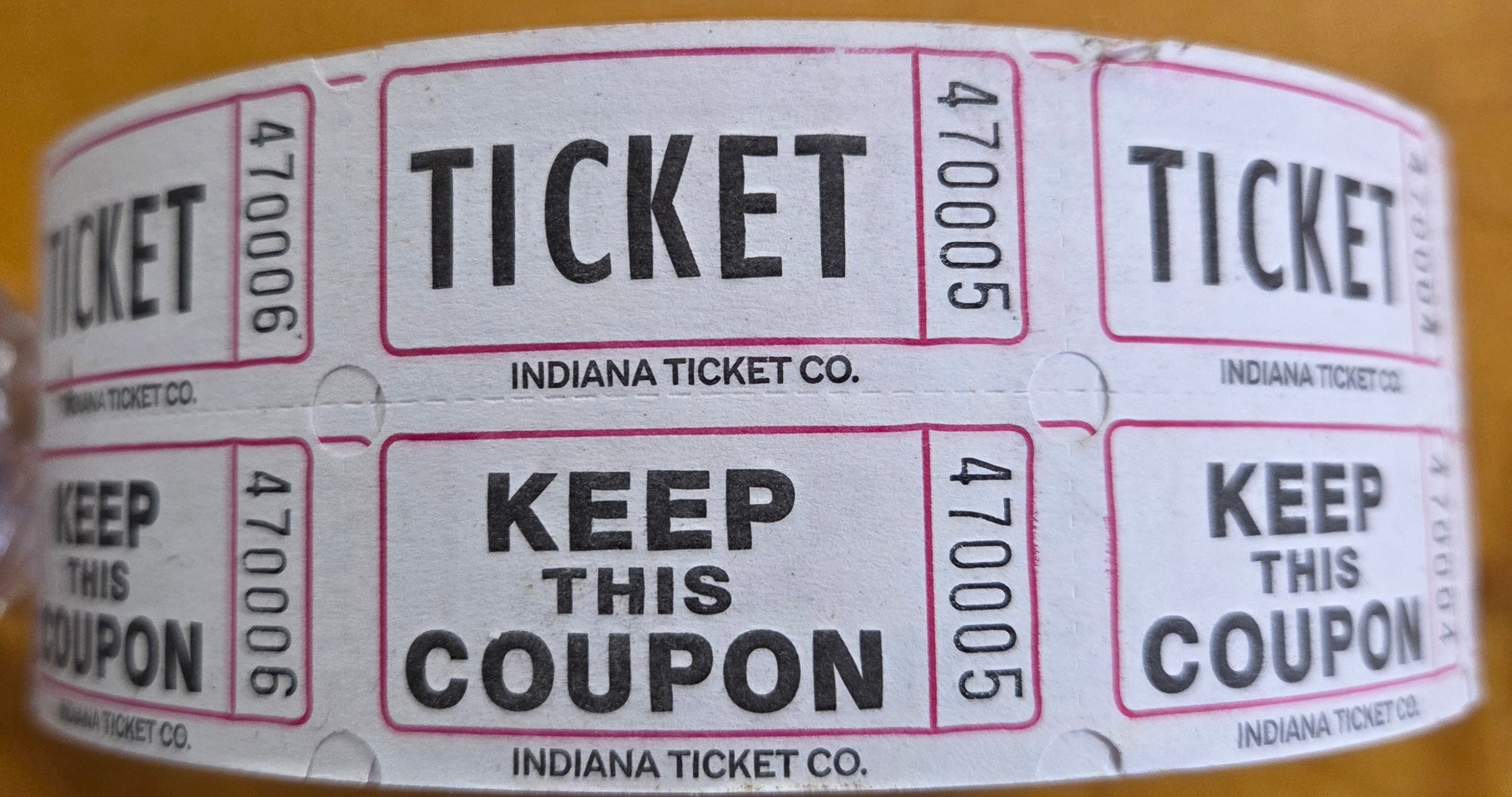 White Raffle Tickets – YoungCoLLC