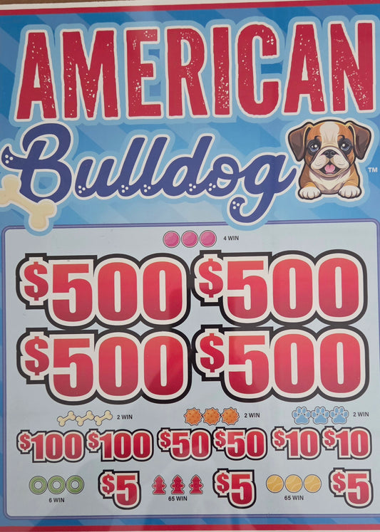 American Bulldog 3990ct 4-$500 Instant Pull Tabs