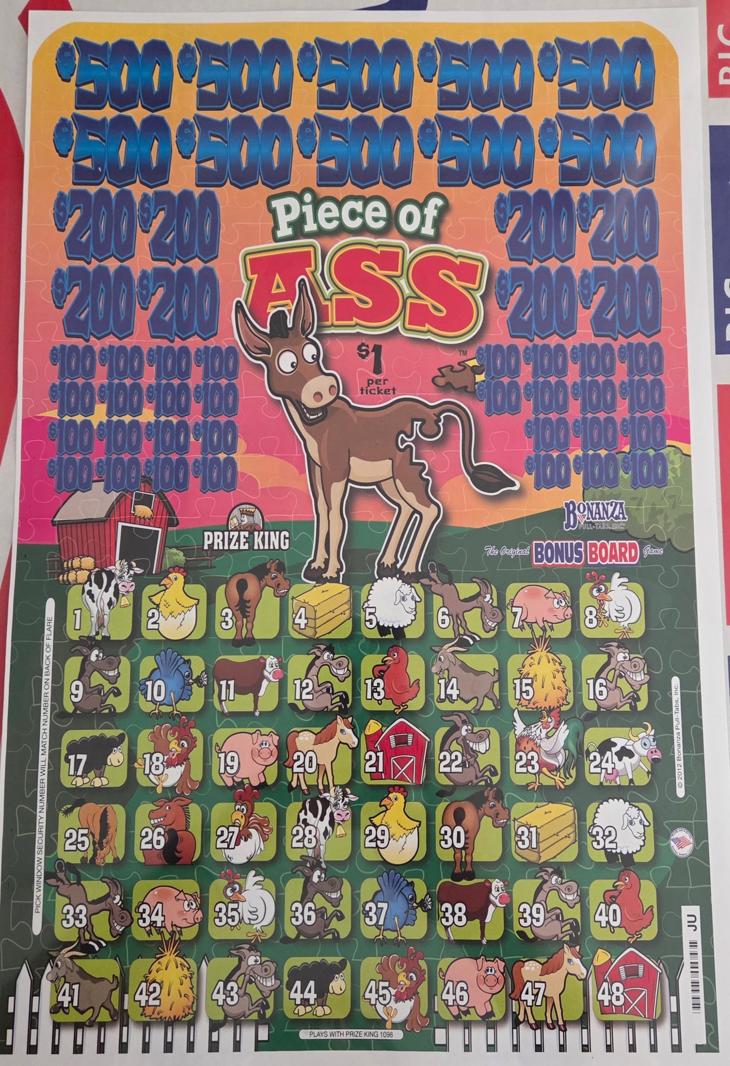 Piece of A$$ 396ct Bonus Board Pull Tabs
