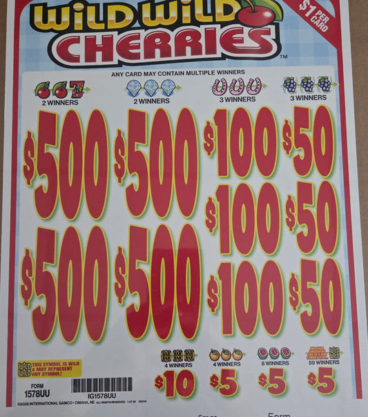 Wild Wild Cherries $1 4-$500 3990ct Instant Pull Tabs