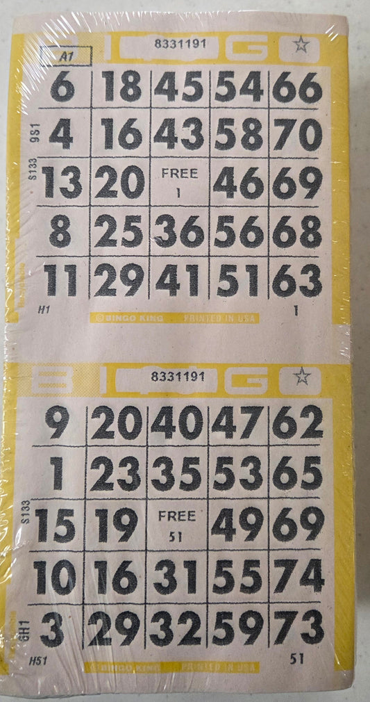 Yellow 2on Vertical Bingo Paper 500 Paper Strips