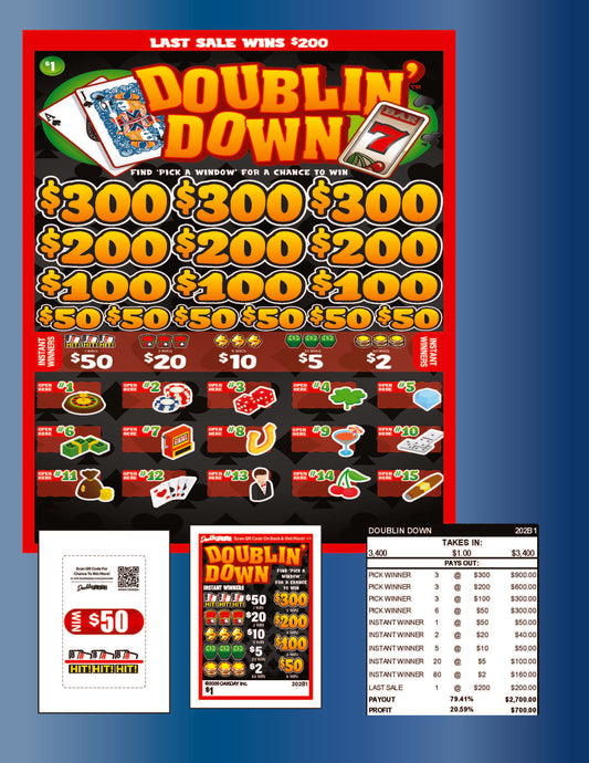 Doublin Down 3400ct Supercard Bonus Board Pull Tabs