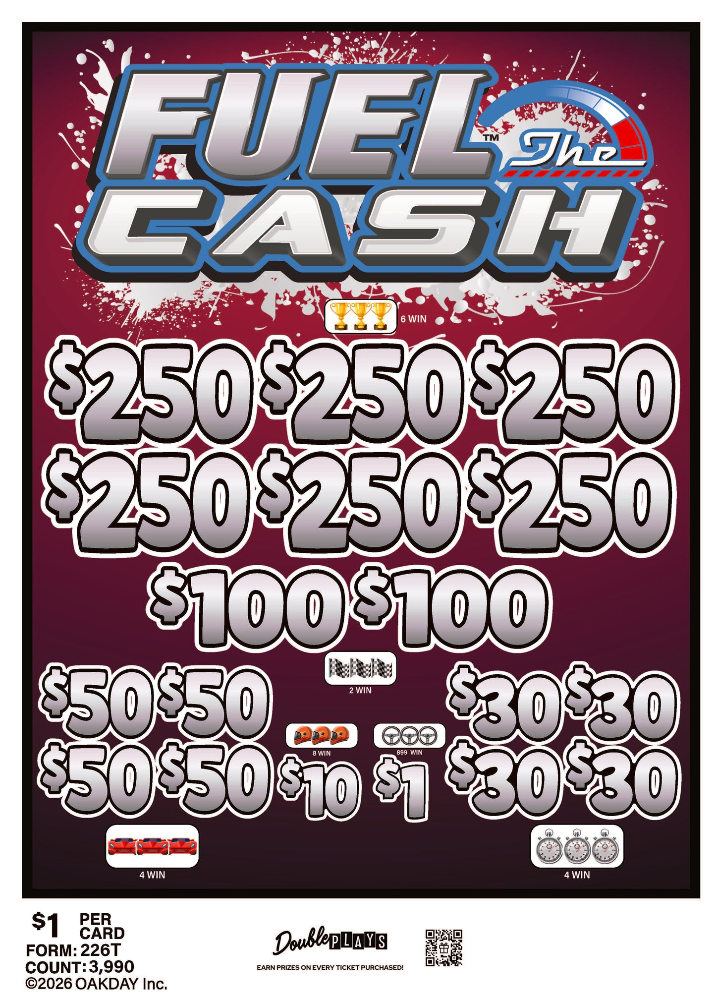 Fuel the Cash $1 3990ct 6-$250 Instant Pull Tabs