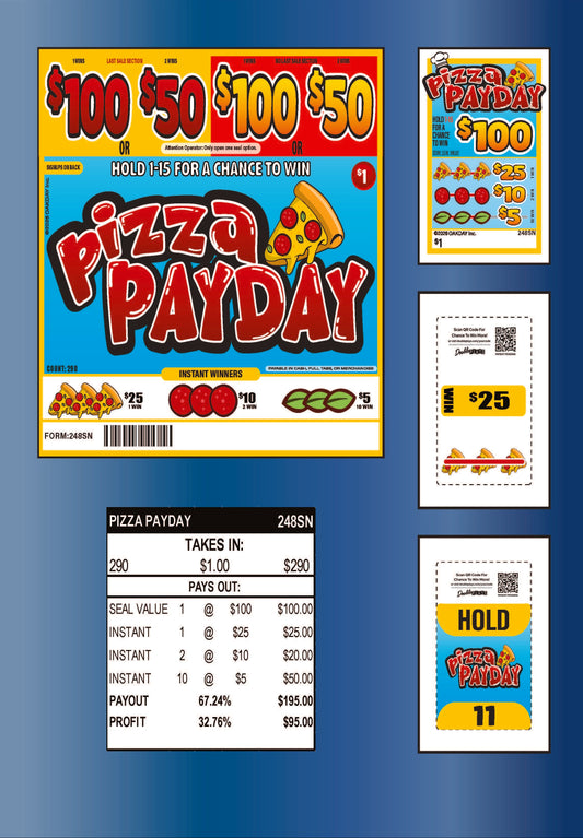 Pizza Payday 290ct Seal Game Pull Tabs