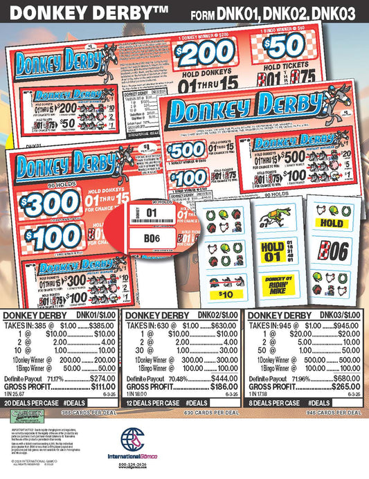 Donkey Derby 945ct Seal Game Pull Tabs