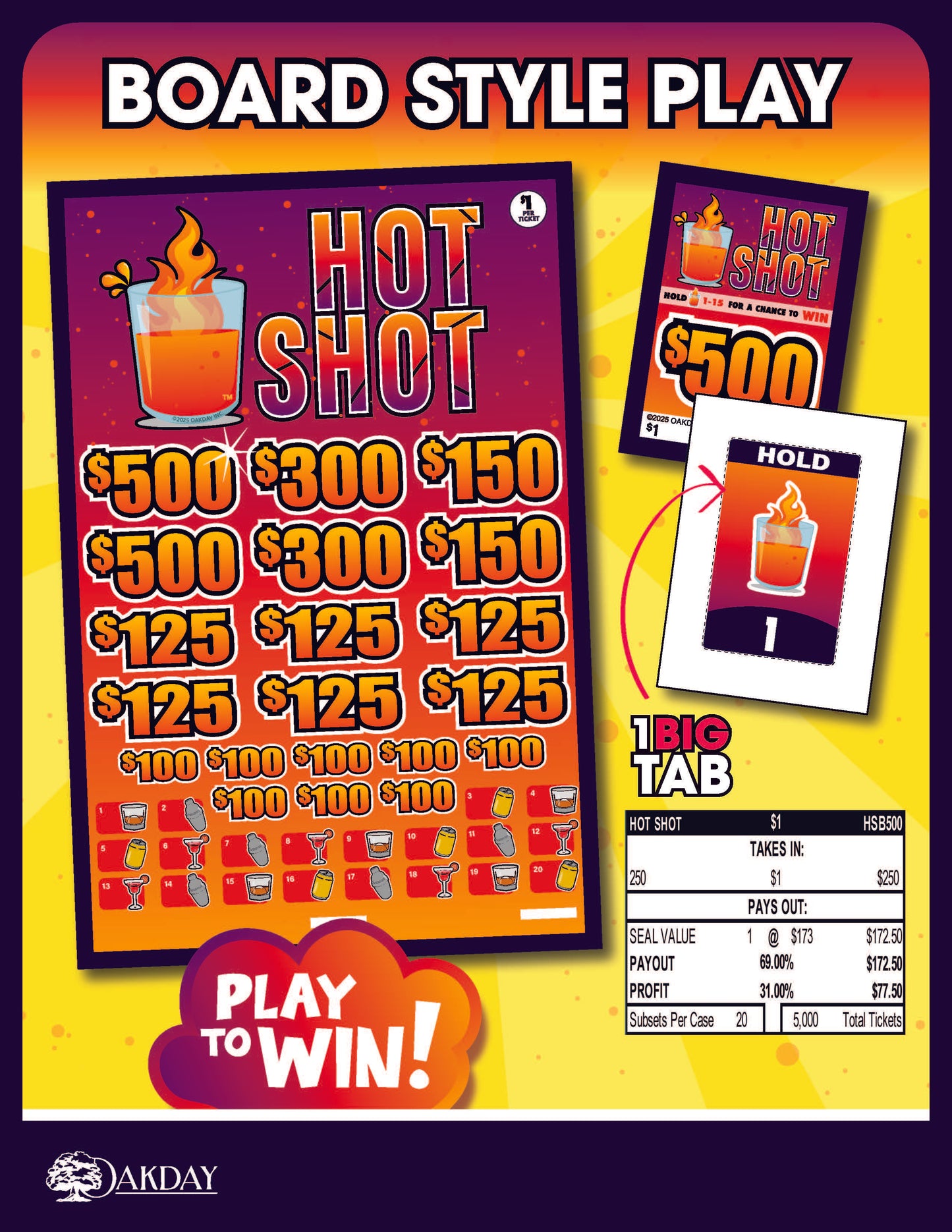 Hot Shots 250ct Subset Bonus Board Pull Tabs