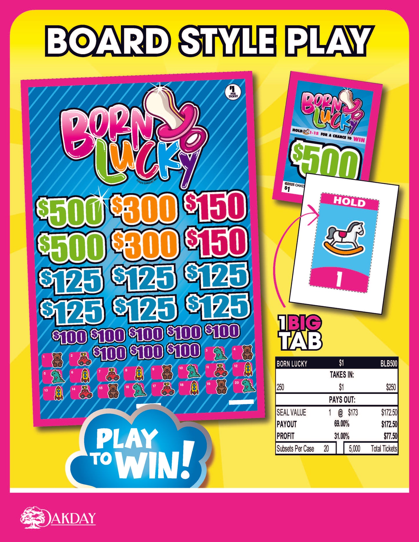 Born Lucky 250ct Subset Bonus Board Pull Tabs