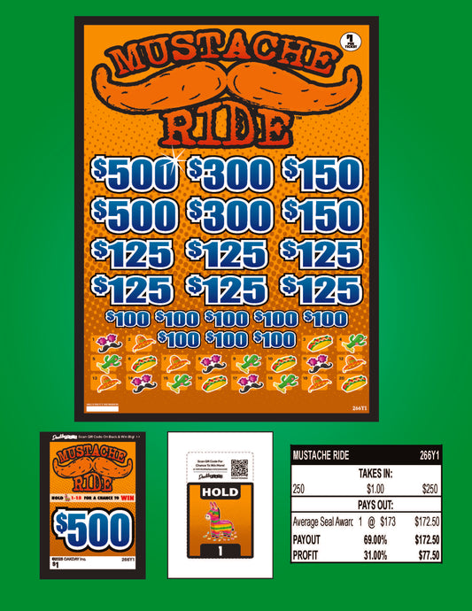 Mustache Ride 250ct Subset Bonus Board Pull Tabs