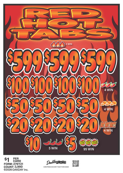 Red Hot Tabs $1 3990ct 3-$599 Instant Pull Tabs