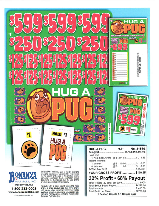 Hug a Pug 345ct Subset Bonus Board Pull Tabs