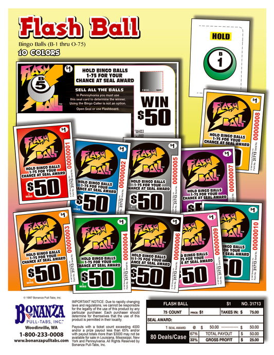 Flash Ball 75ct Seal Game Pull Tabs