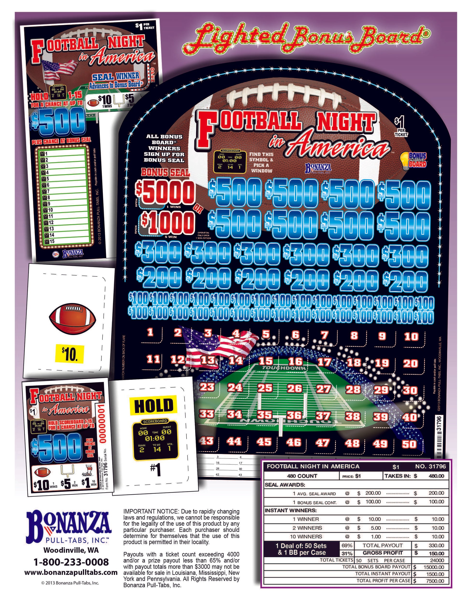 Football Night in America pull tabs