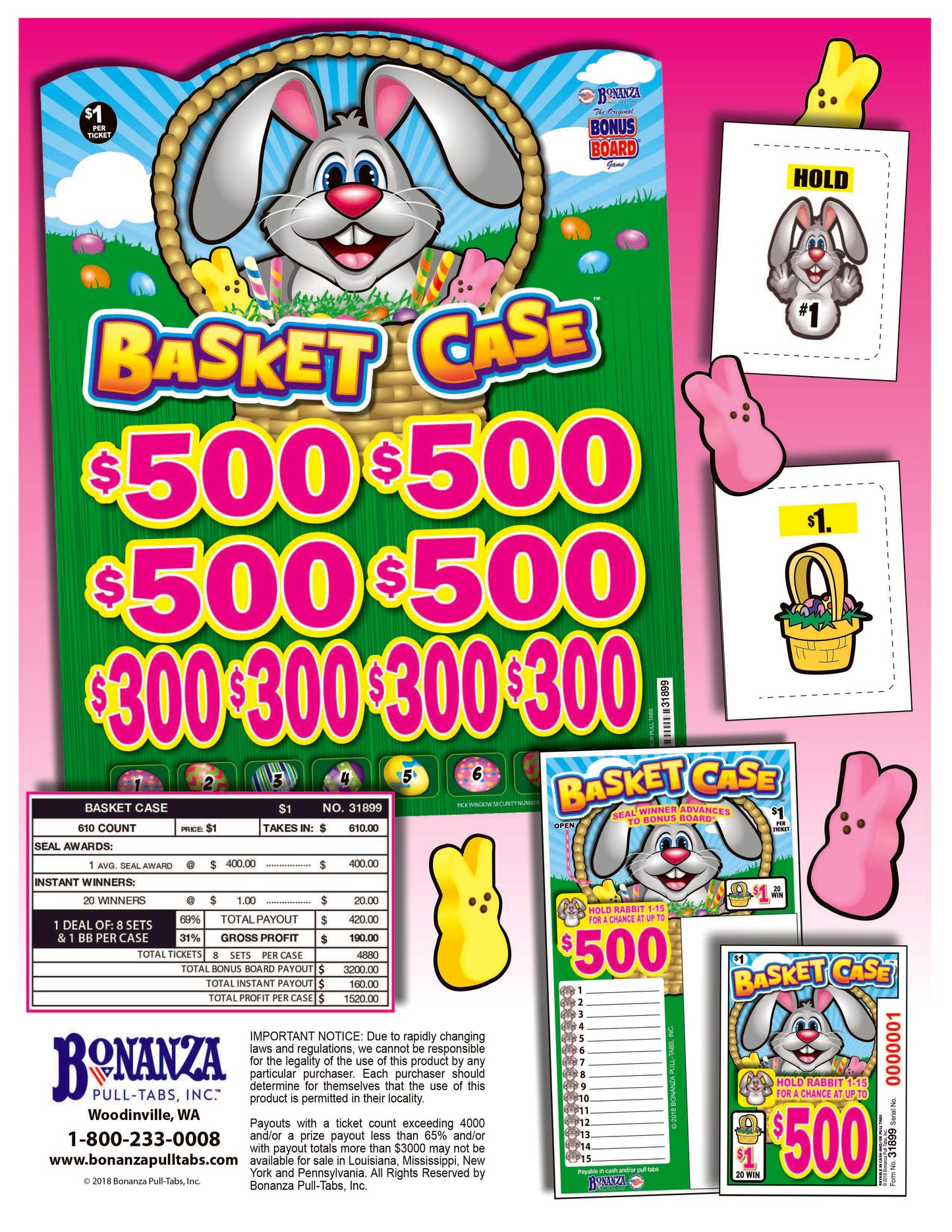 Basket Case 610ct Bonus Board Pull Tabs