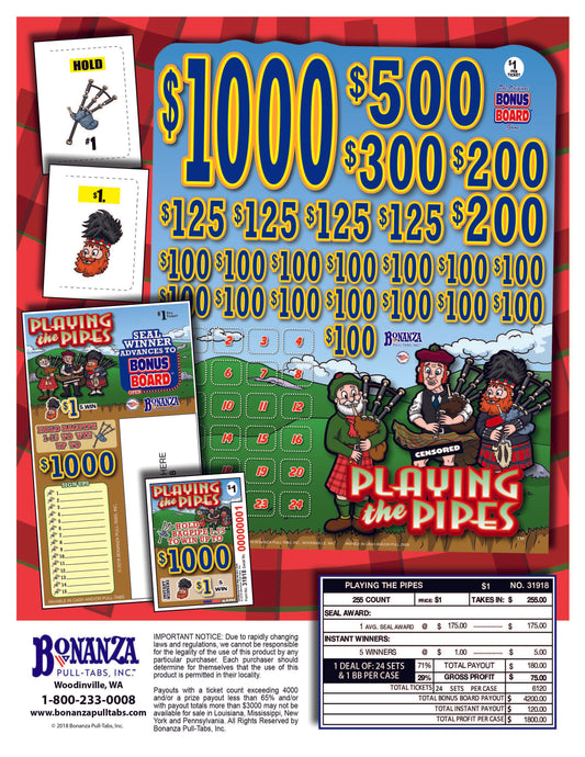 Playing the Pipes 255ct Subset Bonus Board Pull Tabs