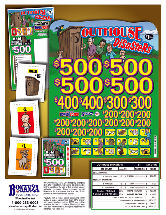 Outhouse Disasters 420ct Subset Bonus Board Pull Tabs
