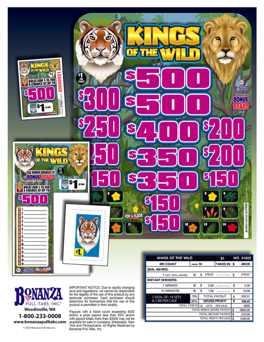 Kings Of The Wild 400ct Subset Bonus Board Pull Tabs