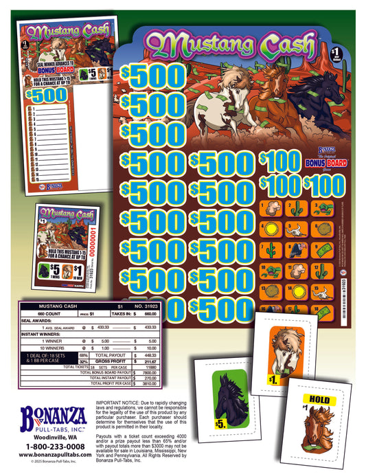 Mustang Cash 660ct Subset Bonus Board Pull Tabs