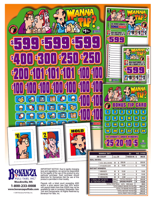 Wanna Tip 360ct Subset Bonus Board Pull Tabs