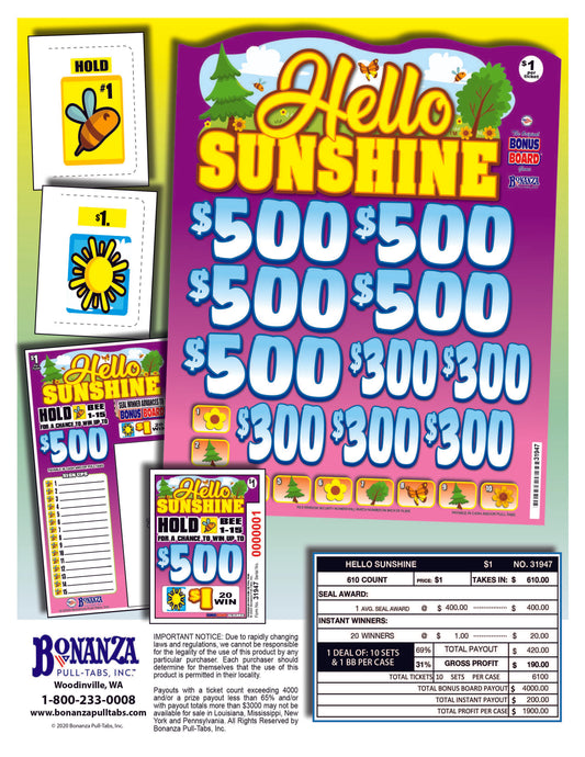 Hello Sunshine 610ct Subset Bonus Board Pull Tabs
