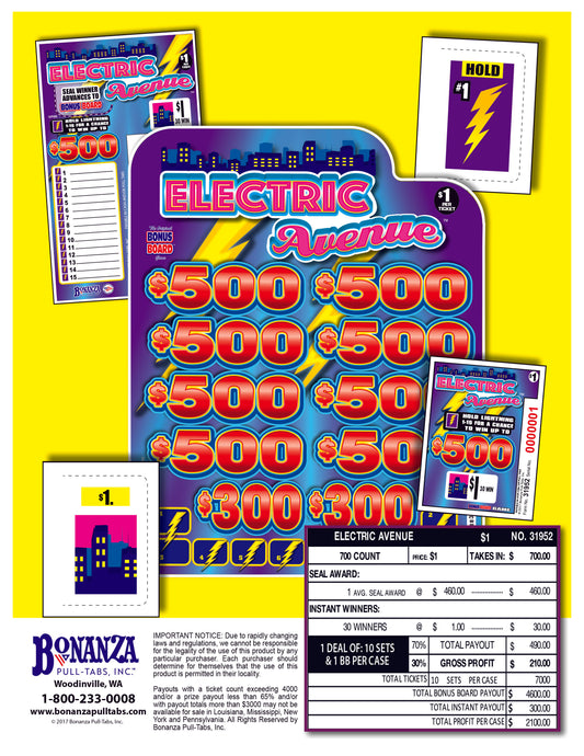 Electric Avenue 700ct Subset Bonus Board Pull Tabs