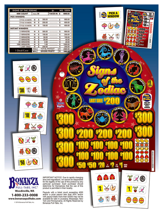 Signs Of The Zodiac 6560ct One Pack Bonus Board Pull Tabs