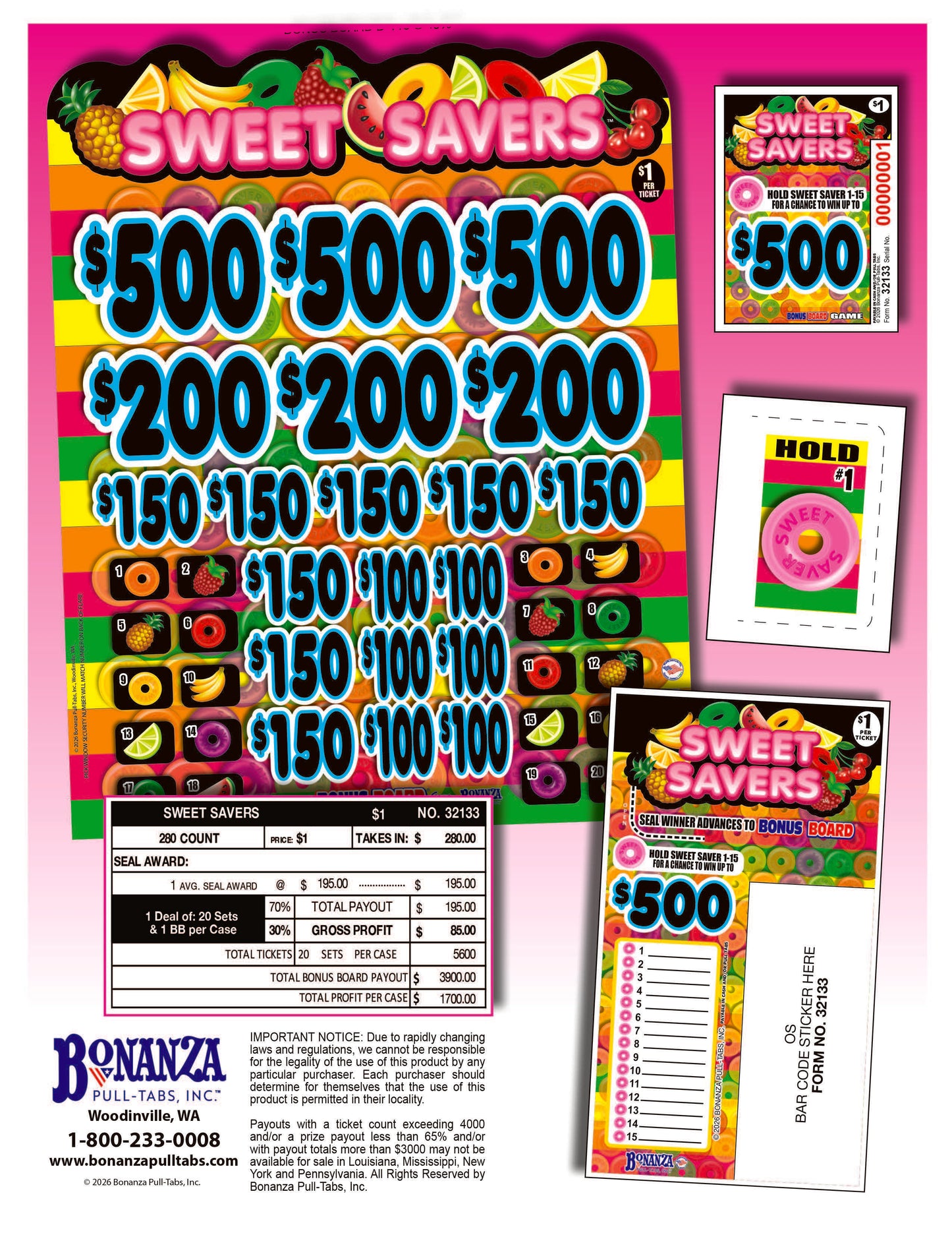 Sweet Savers 280ct Subset Bonus Board Pull Tabs